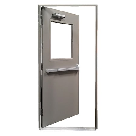 Steel Door with Frame, RHR, 84 in H, 36 in W, 1 3/4 in Thick, 18 Gauge Steel MPN:HDQH3684LH
