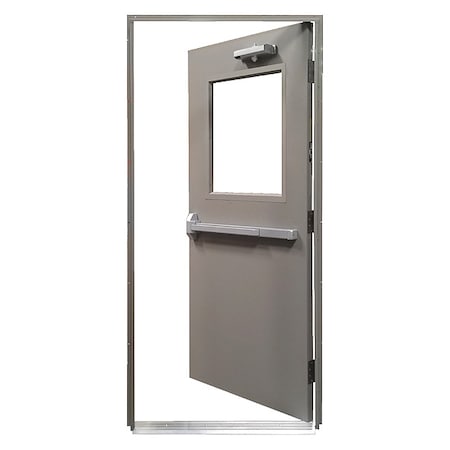 Steel Door with Frame, LHR, 84 in H, 36 in W, 1 3/4 in Thick, 18 Gauge Steel MPN:HDQH3684RH