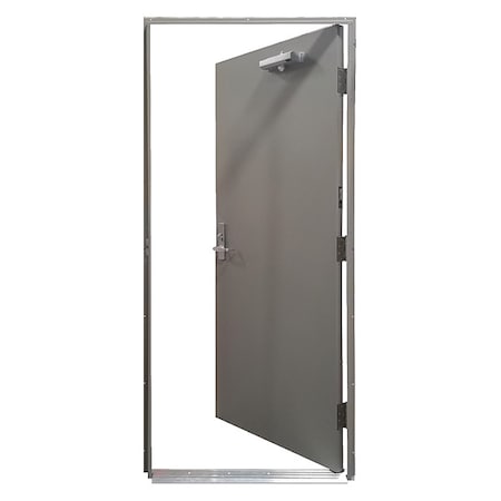 Steel Door with Frame, LHR, 80 in H, 36 in W, 1 3/4 in Thick, 18 Gauge Steel MPN:HDQP3680RH