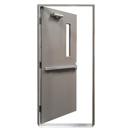 Steel Door with Frame, RHR, 80 in H, 36 in W, 1 3/4 in Thick, 18 Gauge Steel MPN:HDQR3680LH