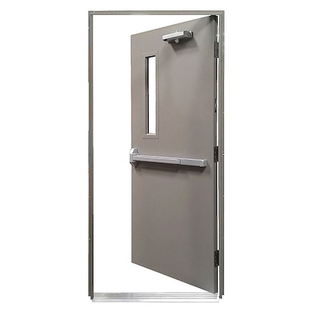 Steel Door with Frame, LHR, 84 in H, 36 in W, 1 3/4 in Thick, 18 Gauge Steel MPN:HDQR3684RH