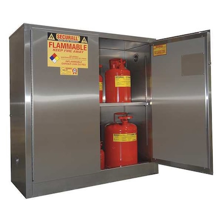 Hazardous Material Storage Cabinet, 30 gal, 1 Shelves, Stainless Steel, 43 in W x 44 in H x 18 in D MPN:a130-ss