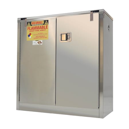 Hazardous Material Storage Cabinet, 30 gal, 1 Shelves, Stainless Steel, 43 in W x 46 in H x 18 in D MPN:a330-ss