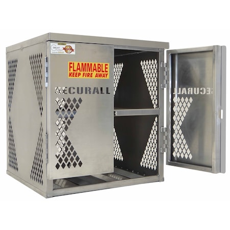 4 Cylinder Horizontal Aluminum LP & Oxygen Gas Storage Cabinet, 20 or 33 Lb, Standard Door MPN:LP4S