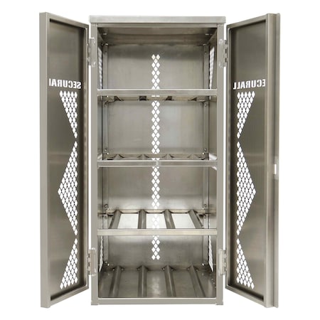 8 Cylinder Horizontal Steel LP & Oxygen Gas Storage Cabinet, Standard Door, Yellow MPN:LP8S-STEEL