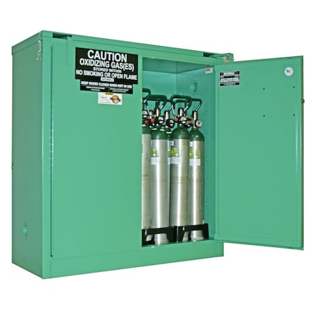 Cylinder Storage Cabinet, Green, Steel MPN:MG321