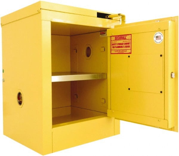 Flammable & Hazardous Storage Cabinets: 1 Door, 1 Shelf, Self Closing MPN:A302