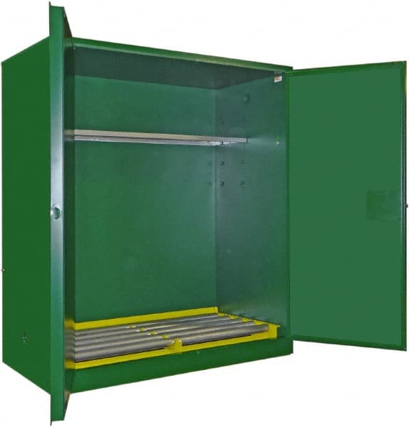 Flammable & Hazardous Storage Cabinets: 120 gal Drum, 2 Door, 1 Shelf, Self Closing, Green MPN:AGV3110