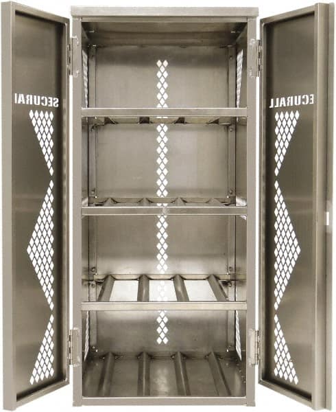 Flammable & Hazardous Storage Cabinets: 2 Door, 4 Shelf, Manual Closing, Silver MPN:LP8S