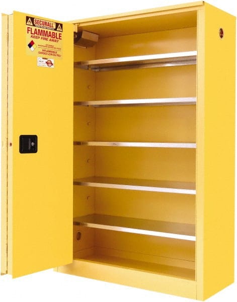 Standard Cabinet: Self-Closing & Sliding, 5 Shelves, Yellow MPN:P260