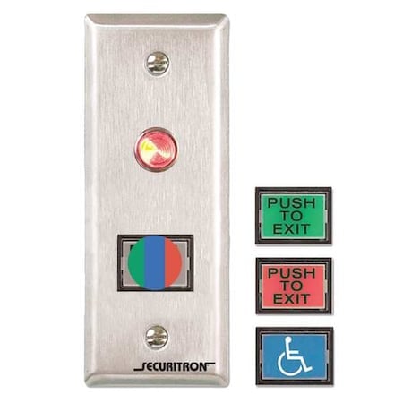 Push to Exit Button, DPST, Narrow Stile, 3A MPN:PB3N
