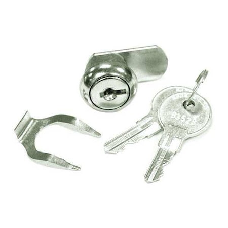 Disc Tumbler Keyed Cam Lock, Satin Stainless, 1/8 in For Door Thickness, 2 Number of Keys MPN:CKL