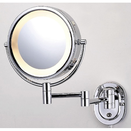 Lighted Makeup Mirror, 10 in W, 13 in H, 120 V AC, Chrome, Wall MPN:HLCSA895D