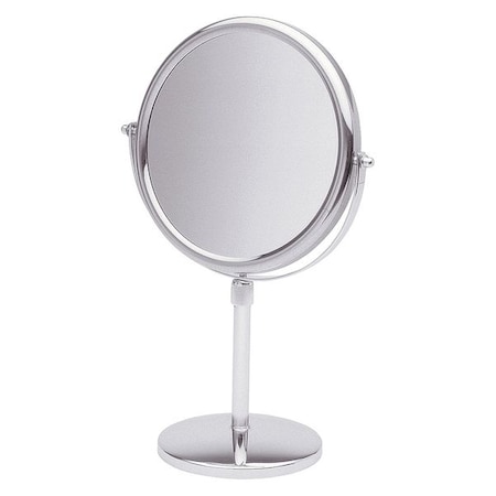 Pedestal Makeup Mirror, 9 in W, 20 in H, Chrome, Free Standing MPN:JCTP95
