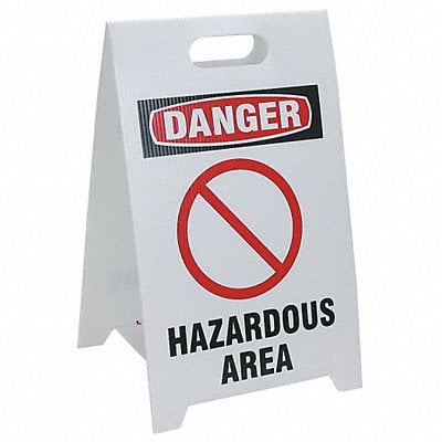 Floor Safety Sign White Plastic 20 in H MPN:TP-DHAZA