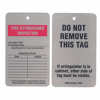 Inspect Tag Embossable Alum 5 H 3 W PK25 MPN:TUF-FIRE