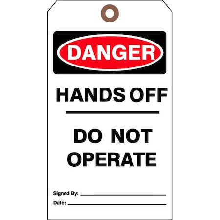 Danger Tag, Machine and Operational, Cardstock, 7 in H x 4 in W, White, Rectangle, 25 PK MPN:DTUF-G32