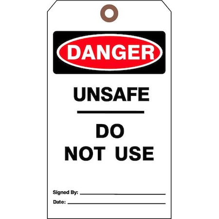 Danger Tag, Lockout Tagout, Cardstock, 7 in H x 4 in W, White, Rectangle, 25 PK MPN:DTUF-G35