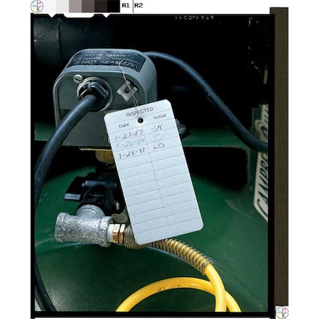 Tag, Inspection, Aluminum, 2 in H x 4 in W, White, Rectangle, 25 PK MPN:IDT-34