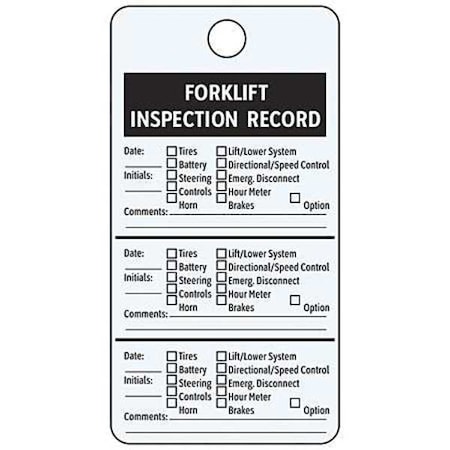Tag, Forklift, Aluminum, 4 1/4 in H x 3 in W, White, Rectangle, 25 PK MPN:IL-FORK