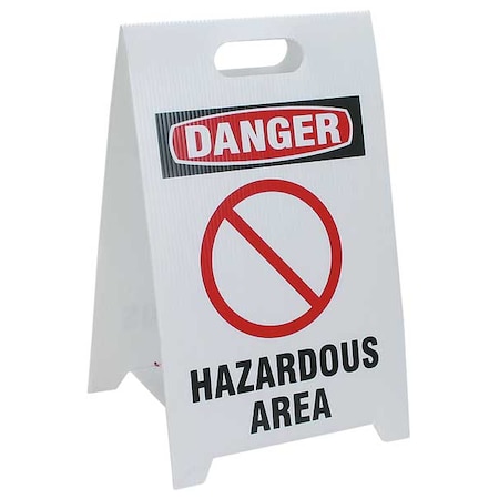 Floor Safety Sign, 20 in H, 12 in W, Corrugated Plastic, Triangle, English, TP-DHAZA MPN:TP-DHAZA