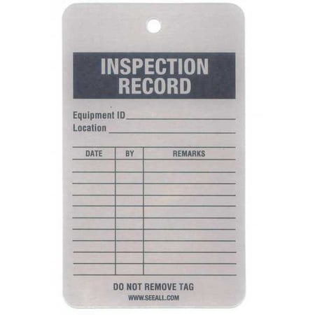 Tag, Fire Extinguisher, Aluminum, 5 in H x 3 in W, White, Rectangle, 25 PK MPN:TUF-INSP