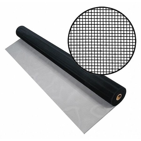 Door and Window Screen, Stainless Steel, 60 in W, 100 ft L, 0.006 in Wire Dia, Black MPN:3033722