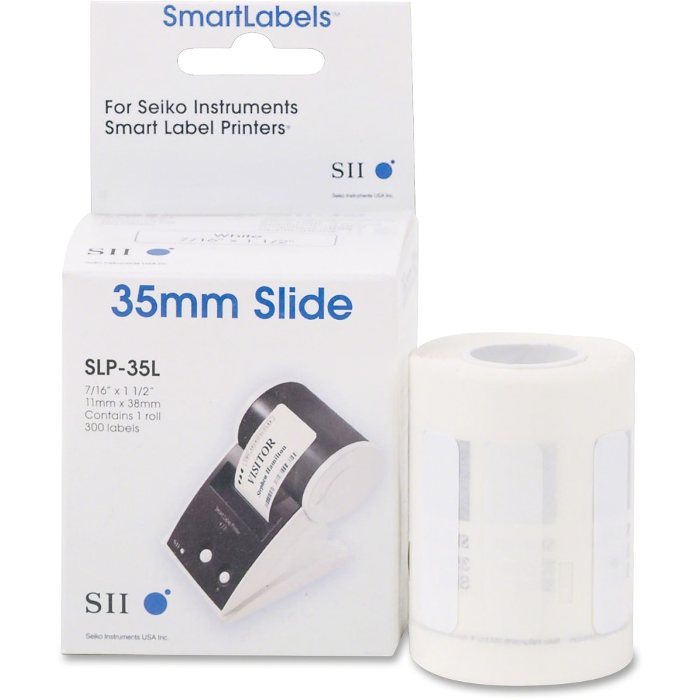 SII Self-Adhesive 35mm Slide Labels, SKPSLP35L, Rectangle, 7/16in x 1 1/2in, Roll Of 300 Labels (Min Order Qty 7) MPN:SLP-35L