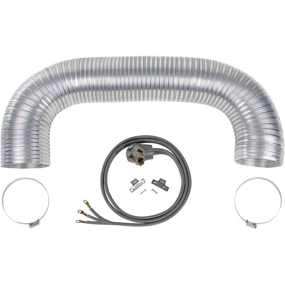 Certified Appliance Accessories Electric Dryer Duct Kit with 4-Wire 30-Amp 6ft Cord - Aluminum - Silver, Gray MPN:080160