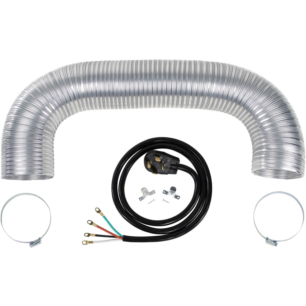 Certified Appliance Accessories Electric Dryer Duct Kit with 4-Wire 30-Amp 6ft Cord - Aluminum - Silver, Black MPN:080161