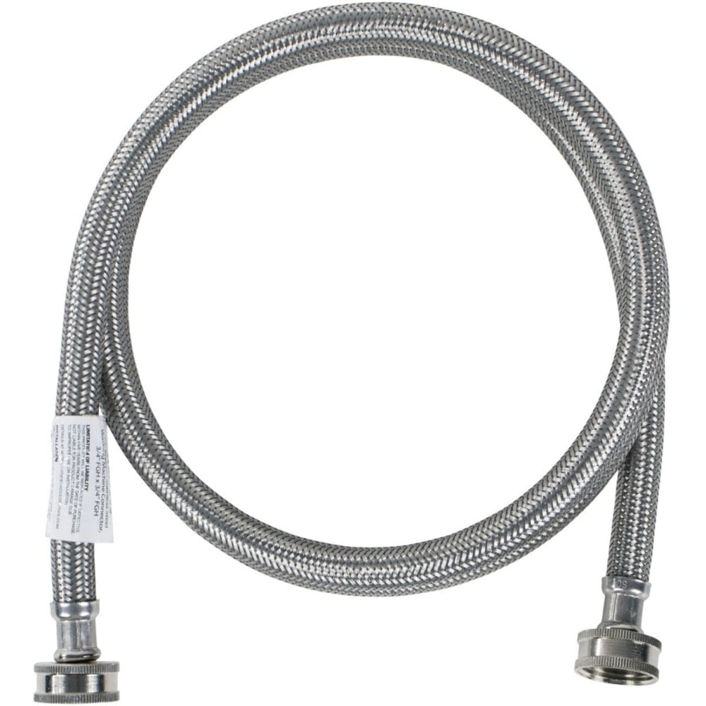 Certified Appliance Accessories Braided Stainless Steel Washing Machine Hose with Elbow - 72in - Silver, Stainless Steel - WM72SS MPN:WM72SS