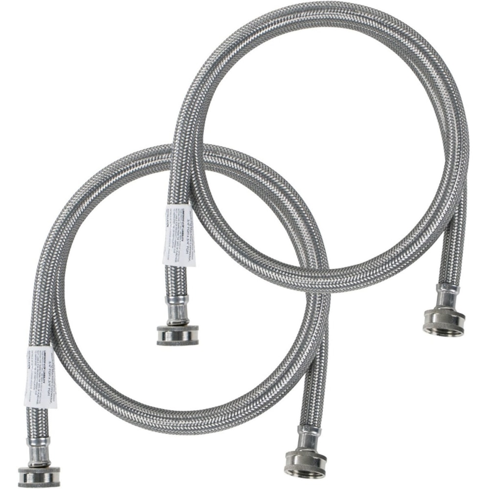 Certified Appliance Accessories 2 pk Braided Stainless Steel Washing Machine Hoses - 72in - Silver, Stainless Steel - WM72SS2PK MPN:WM72SS2PK