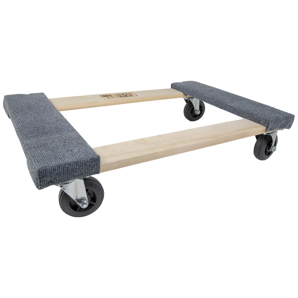 Monster Trucks Carpeted And Wood 4-Wheel Dolly, 30inL x 18inW x 7inH, Brown/Gray MPN:MT10003