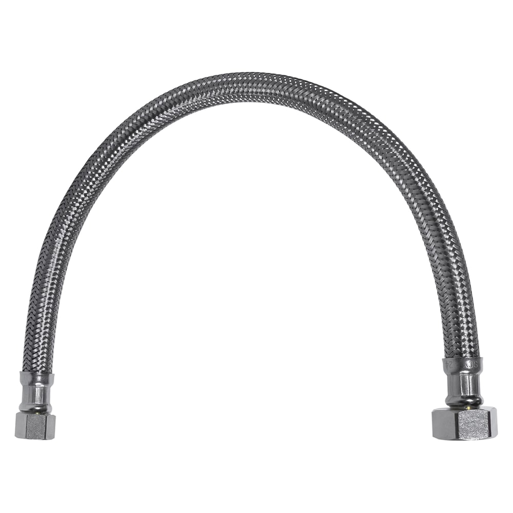 Certified Appliance Accessories 20in Braided Stainless Steel Faucet Supply Line, 3/8in Female Compression x 1/2in FIP, Silver, FC20 MPN:FC20