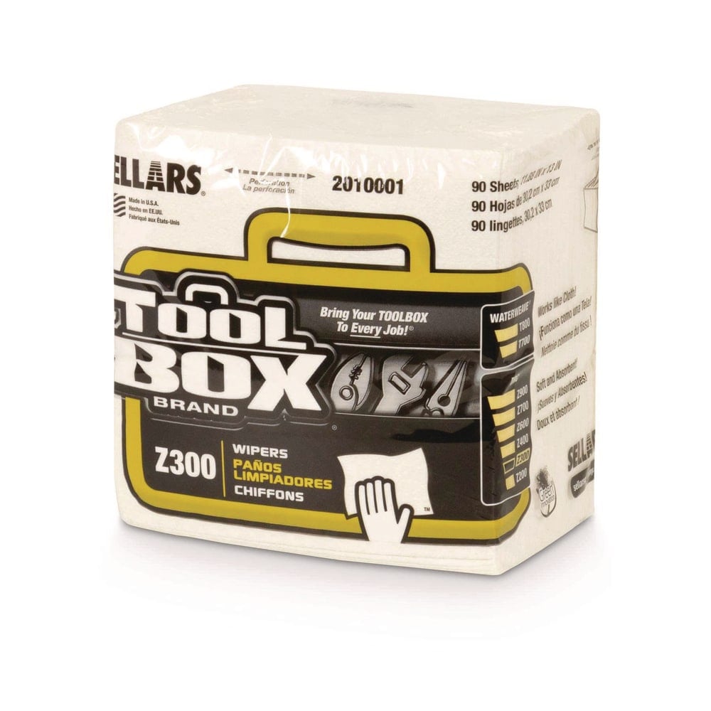 TOOLBOX Z300 Quarterfold Wipers, 1-Ply, 11.87 x 13, White, 90 per Pack, 12 Packs MPN:660708201002