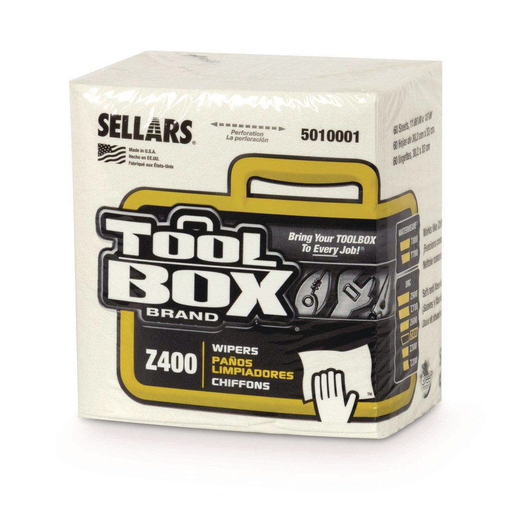 TOOLBOX Z400 Quarterfold Wipers, 1-Ply, 11.87 x 13, White, 60 Sheets per Pack, 12 Packs MPN:660708501003