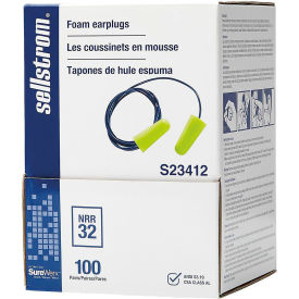 Sellstrom® Disposable Ear Plugs Corded Foam Bullet Shape NRR 32 dB 100 Pairs/Box S23412