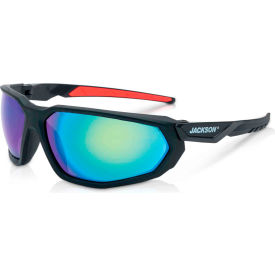 Jackson Safety® F Series HyperGuard Safety Glasses Green/Mirror Lens Black Frame 45106