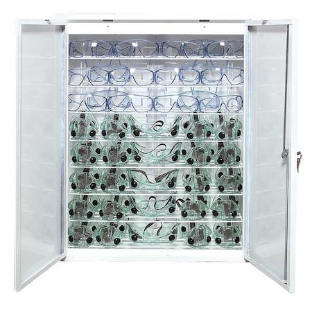 Eyewear Germicidal Cabinet, Case with Door, Steel, 32 in H x 24 1/2 in W x 9 1/2 in D, White MPN:S90494