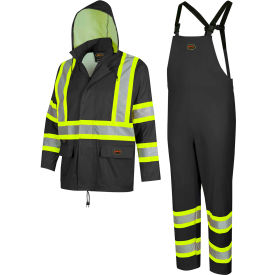 Pioneer® 5599BKU Waterproof Lightweight Safety Rain Suit 2XL Black V1080170U-2XL
