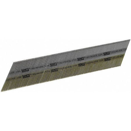 Collated Finishing Nail, 2-1/2 in L, 15 ga, Galvanized, Brad Head, 34 Degrees, 3000 PK MPN:DA25EAB