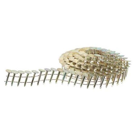 Collated Roofing Nail, 3/4 in L, 11 ga, Electro Galvanized, Flat Head, 15 Degrees, 7200 PK MPN:M003101