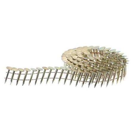 Collated Roofing Nail, 3/4 in L, 11 ga, Electro Galvanized, Flat Head, 15 Degrees, 7200 PK MPN:M003103