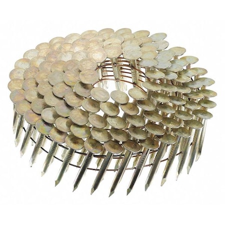 Collated Roofing Nail, 3/4 in L, 11 ga, Electro Galvanized, Flat Head, 15 Degrees, 7200 PK MPN:M003105