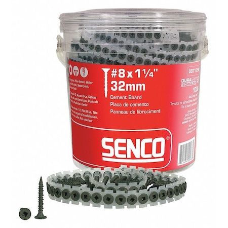 Drywall Screw, #8 x 1-1/4 in, Steel, Flat Head Square Drive, 1000 PK MPN:08T125W