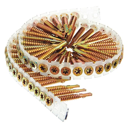 Self-Drilling Screw, 1 3/4 in, Zinc Yellow Steel Flat Head Hex Drive, 1000 PK MPN:12G175YKLFAX