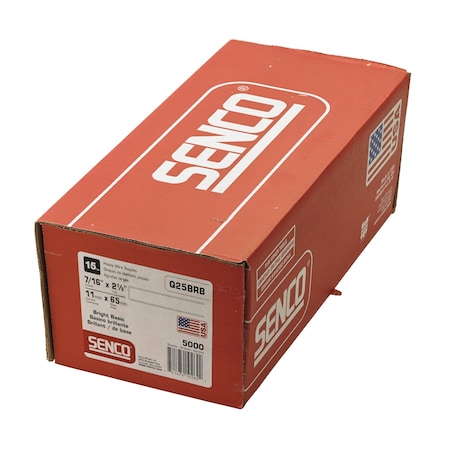 Staples, 15 ga, 2-1/2 in Leg L, Steel MPN:Q25BRB