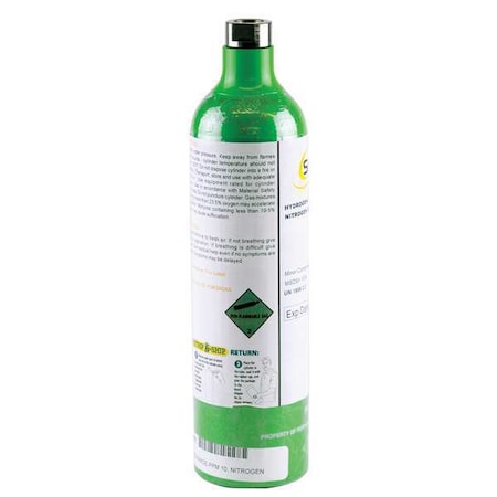 Calibration Gas, Hydrogen Cyanide, 34 L, 5/8 in-18 UNF Threaded Collar Connection, +/-10% Accuracy MPN:315-100006
