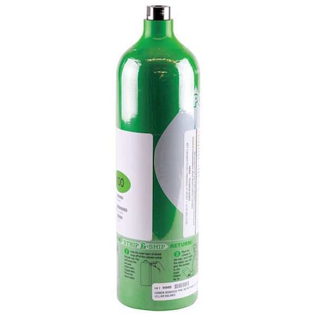 Calibration Gas, Carbon Monoxide, Methane, 103 L, 5/8 in-18 UNF Threaded Collar Connection MPN:315-140001
