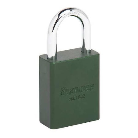 Alum Safety Lockout Padlock, KA, Green, Keyed Alike, Aluminum, Green, 1
